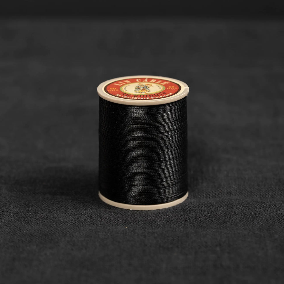 Fil Au Chinois #332 - 180 Black (0.77mm) Waxed Linen Thread  "Lin Cable" Made in France