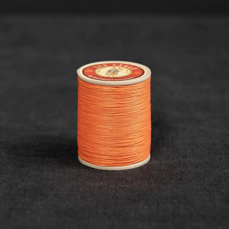 Fil Au Chinois #432 - 419 Orange (0.63mm) Waxed Linen Thread  "Lin Cable" Made in France